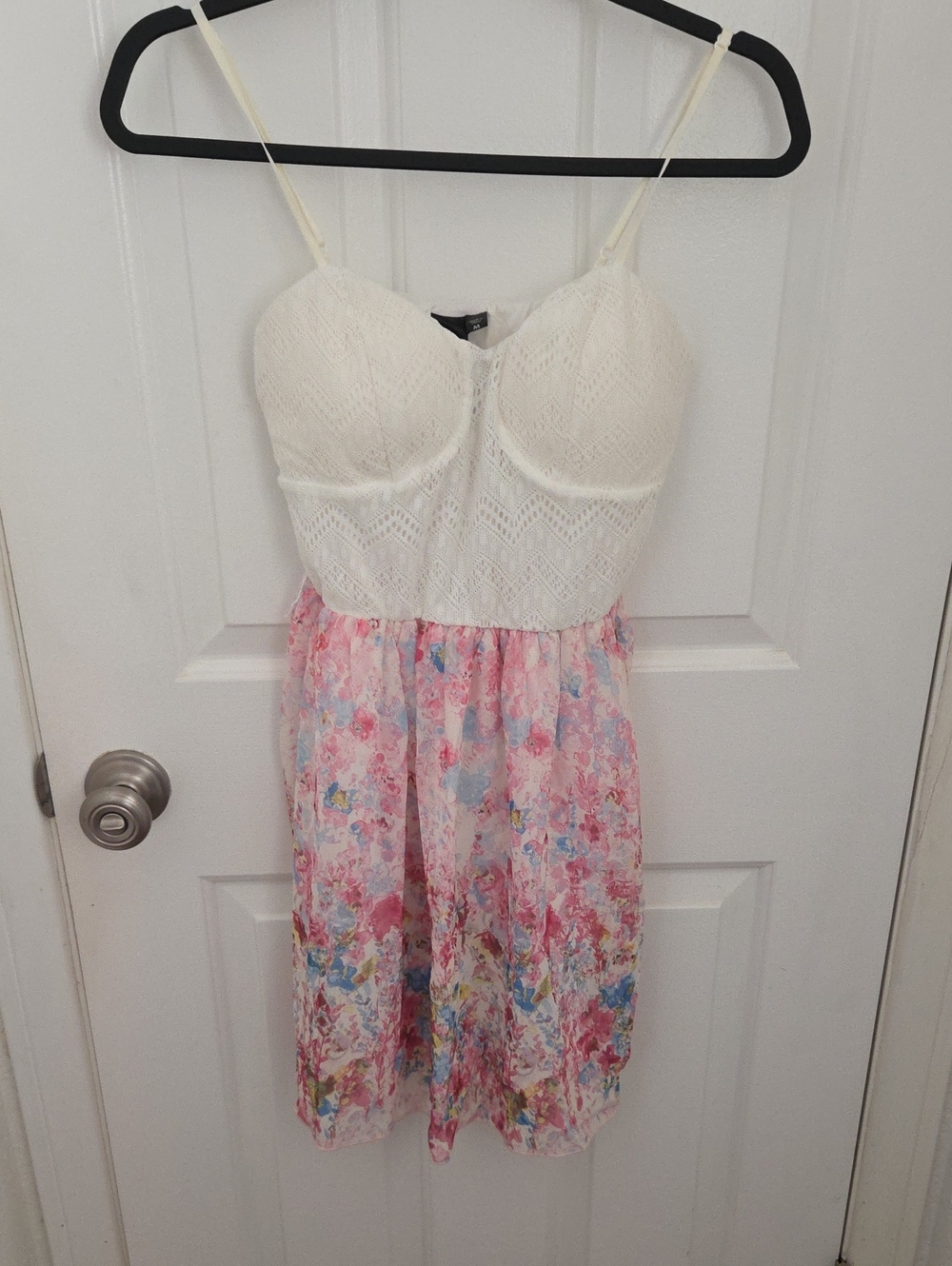 Trixxi White Lace Bodice Pink Floral Girls' Sundress padded